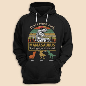 Personalized T-Shirt/ Hoodie - Don't Mess With Mamasaurus Vintage Pattern