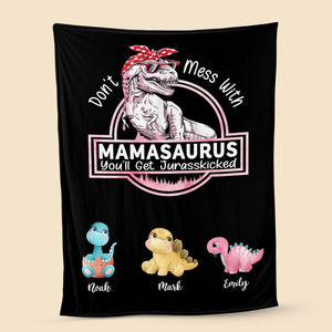 Personalized Blanket For Mom - Don't Mess With Mamasaurus