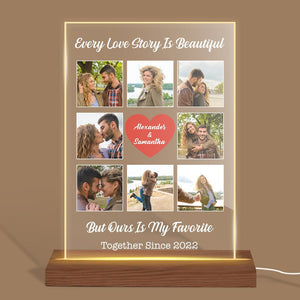 Every Love Story Photo Collage - Personalized Rectangle Acrylic LED Lamp - Best Gift For Couple - Giftago