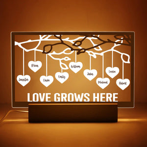 Family Tree Love Grows Here - Personalized Acrylic LED Lamp - Best Gift For Mother - Giftago