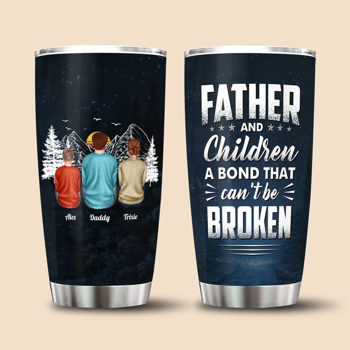 Father And Children - Personalized Tumbler - Best Gift For Father - Giftago