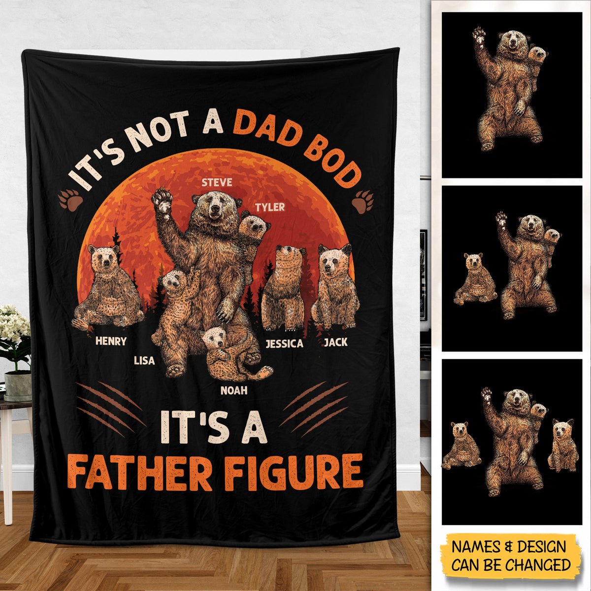 Father Figure Bear - Personalized Blanket - Best Gift For Father - Giftago