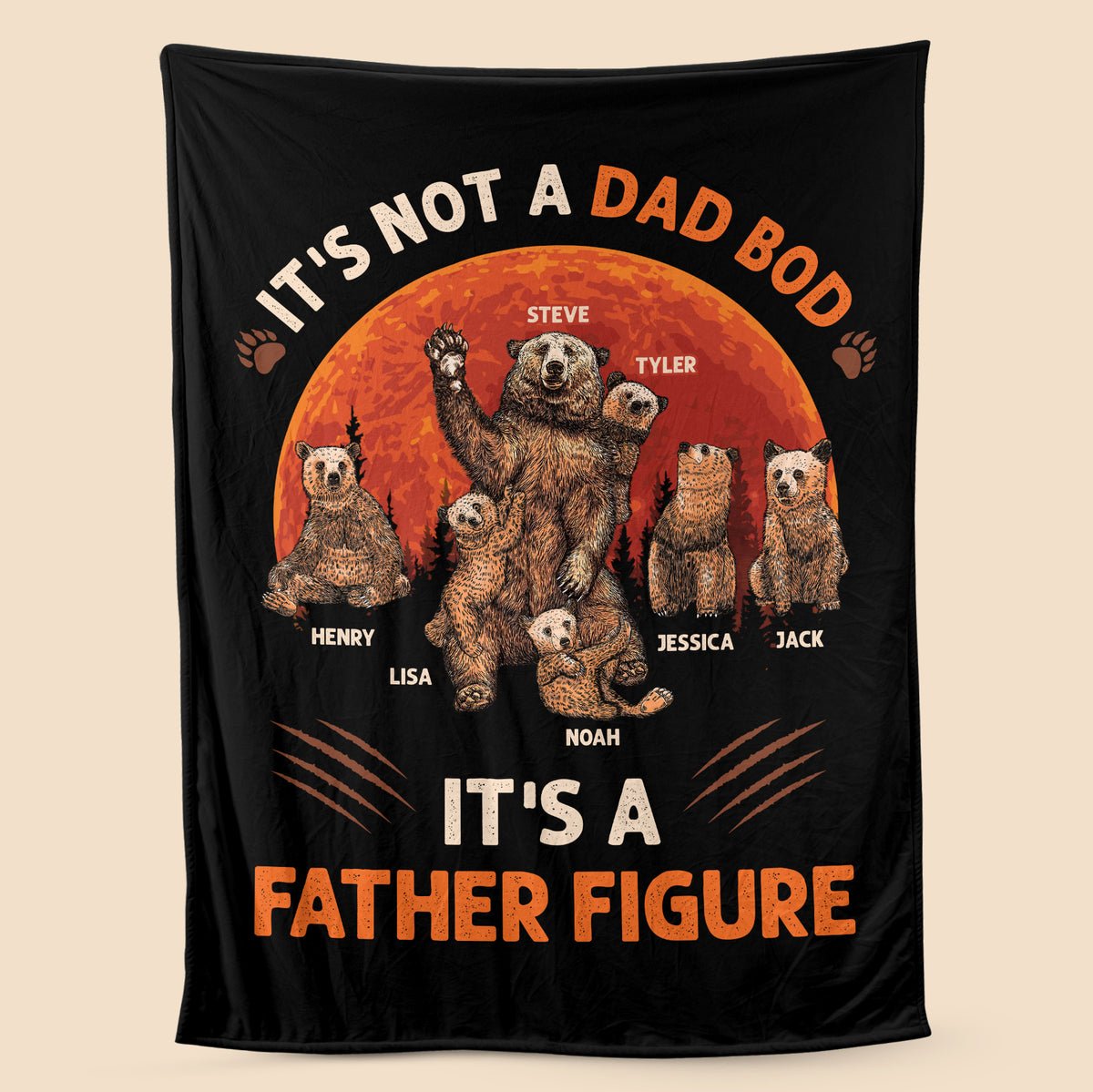 Father Figure Bear - Personalized Blanket - Best Gift For Father - Giftago