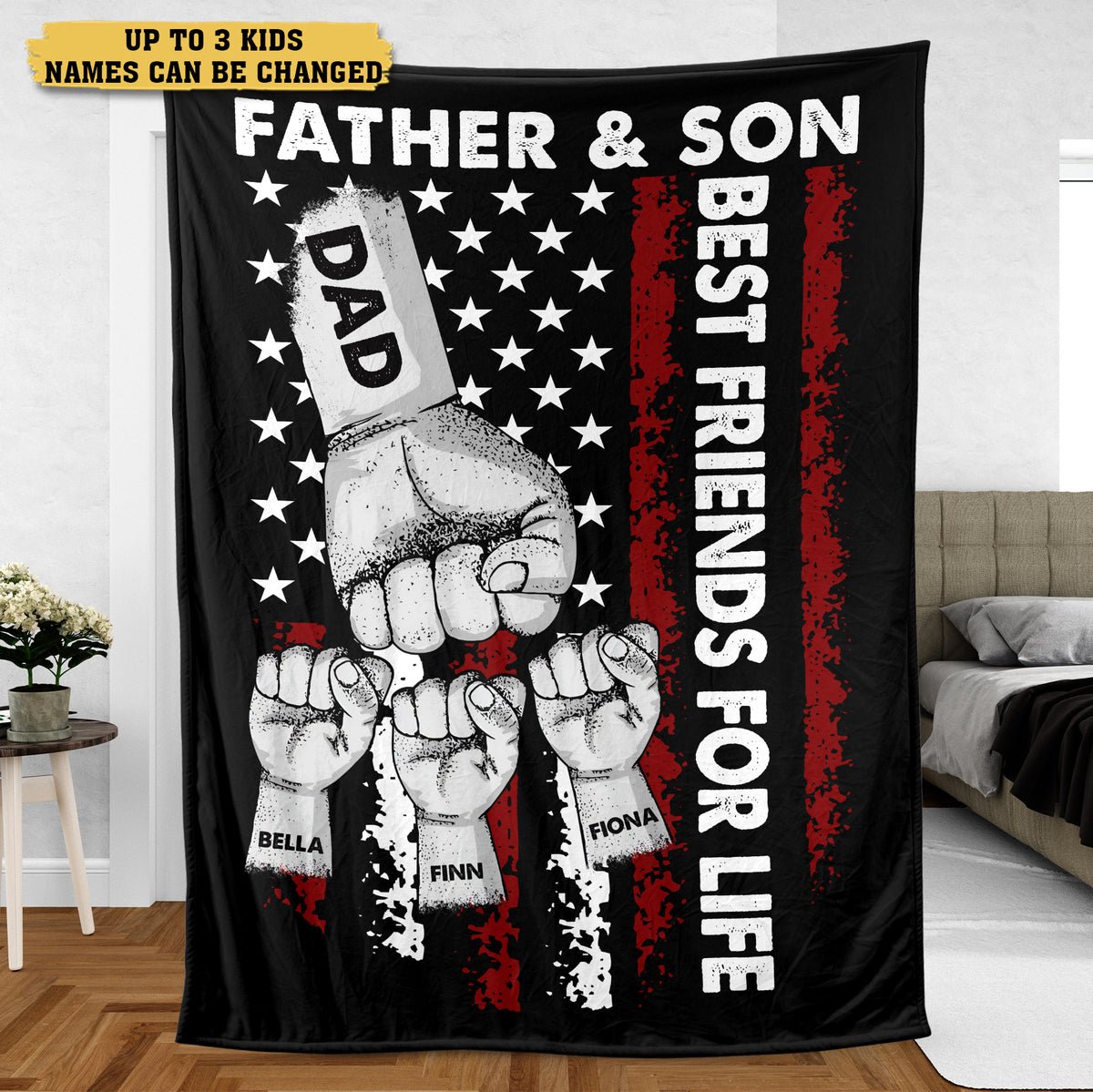 Father & Sons - Personalized Blanket - Best Gift For Father - Giftago