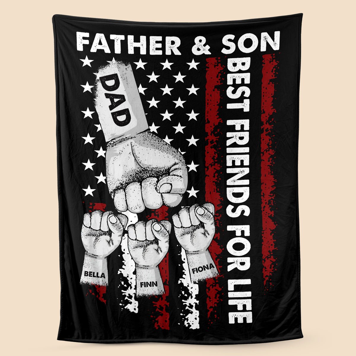 Father & Sons - Personalized Blanket - Best Gift For Father - Giftago