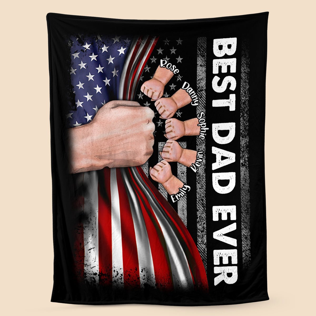 Fist Bumps - Best Dad Ever - Personalized Blanket - Best Gift For Father - Giftago
