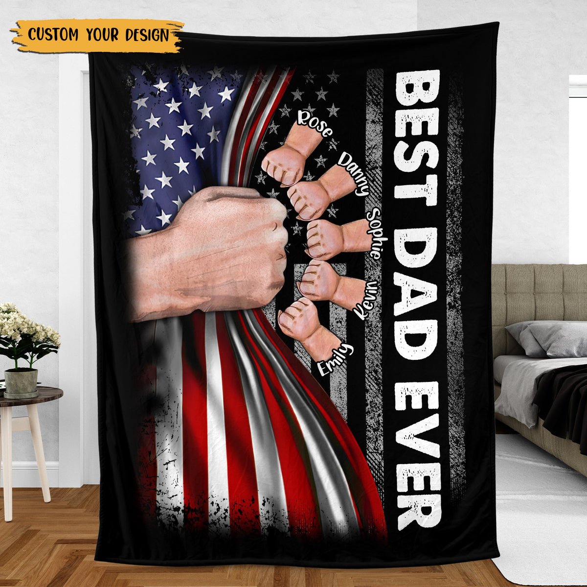 Fist Bumps - Best Dad Ever - Personalized Blanket - Best Gift For Father - Giftago