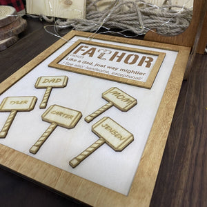Giftago - Fathor Engraved 3D Wooden Sign - Gift for Father's Day - Giftago