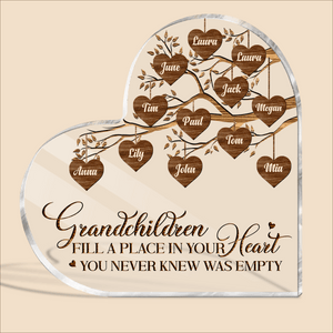 Grandchildren Fill A Place In Your Heart Heart Plaque - Personalized Acrylic Heart Plaque - Best Gift For Grandma - Giftago