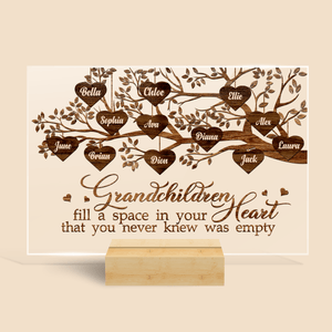 Grandchildren Heart Family Tree - Personalized Acrylic Plaque - Best Gift For Mother, Grandma - Giftago
