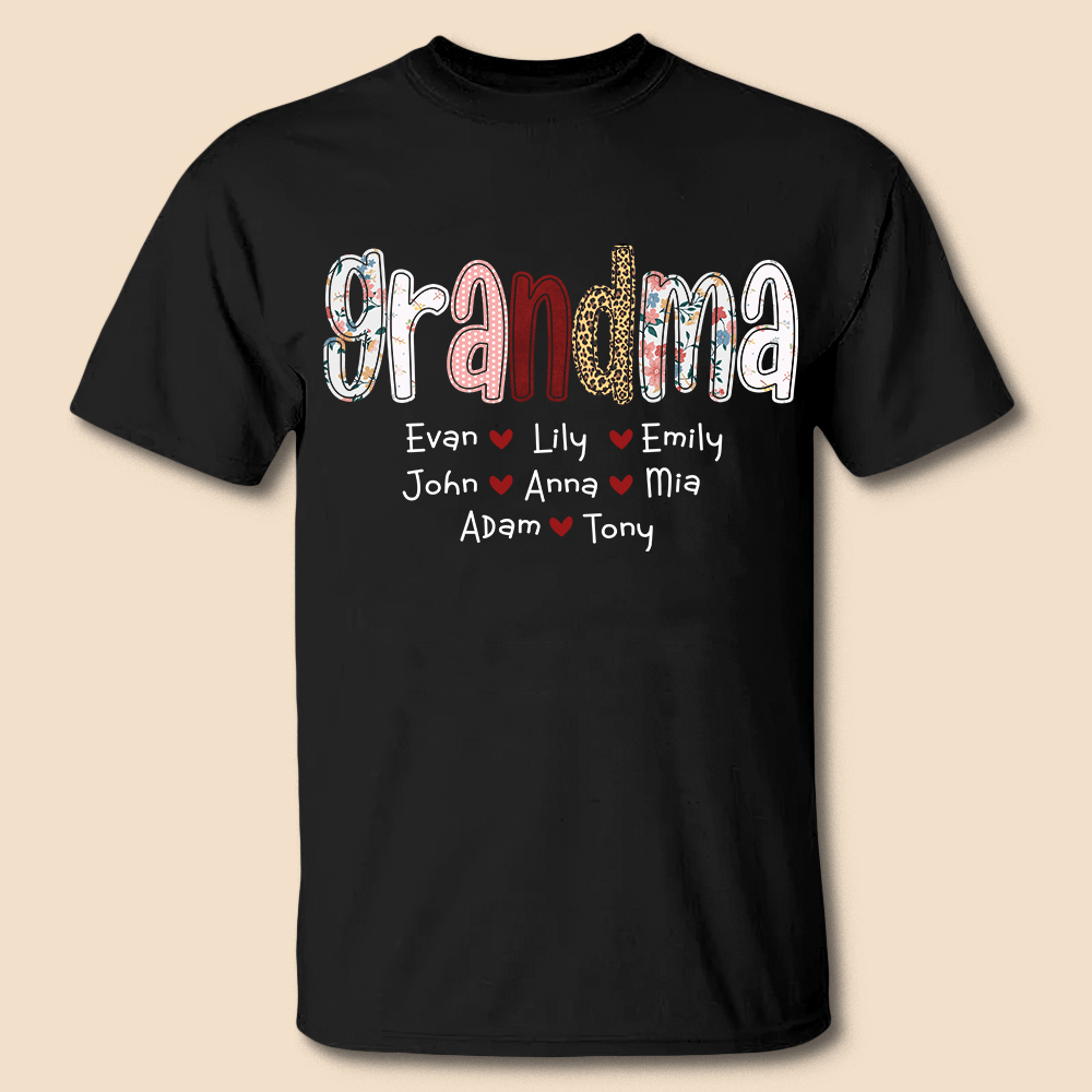 Grandma Mom Patchwork Style - Personalized T-Shirt/ Hoodie - Best Gift For Mom, Grandma - Giftago