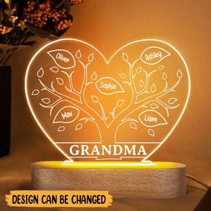 Grandma Tree - Personalized Heart Acrylic LED Lamp - Best Gift For Grandma - Giftago