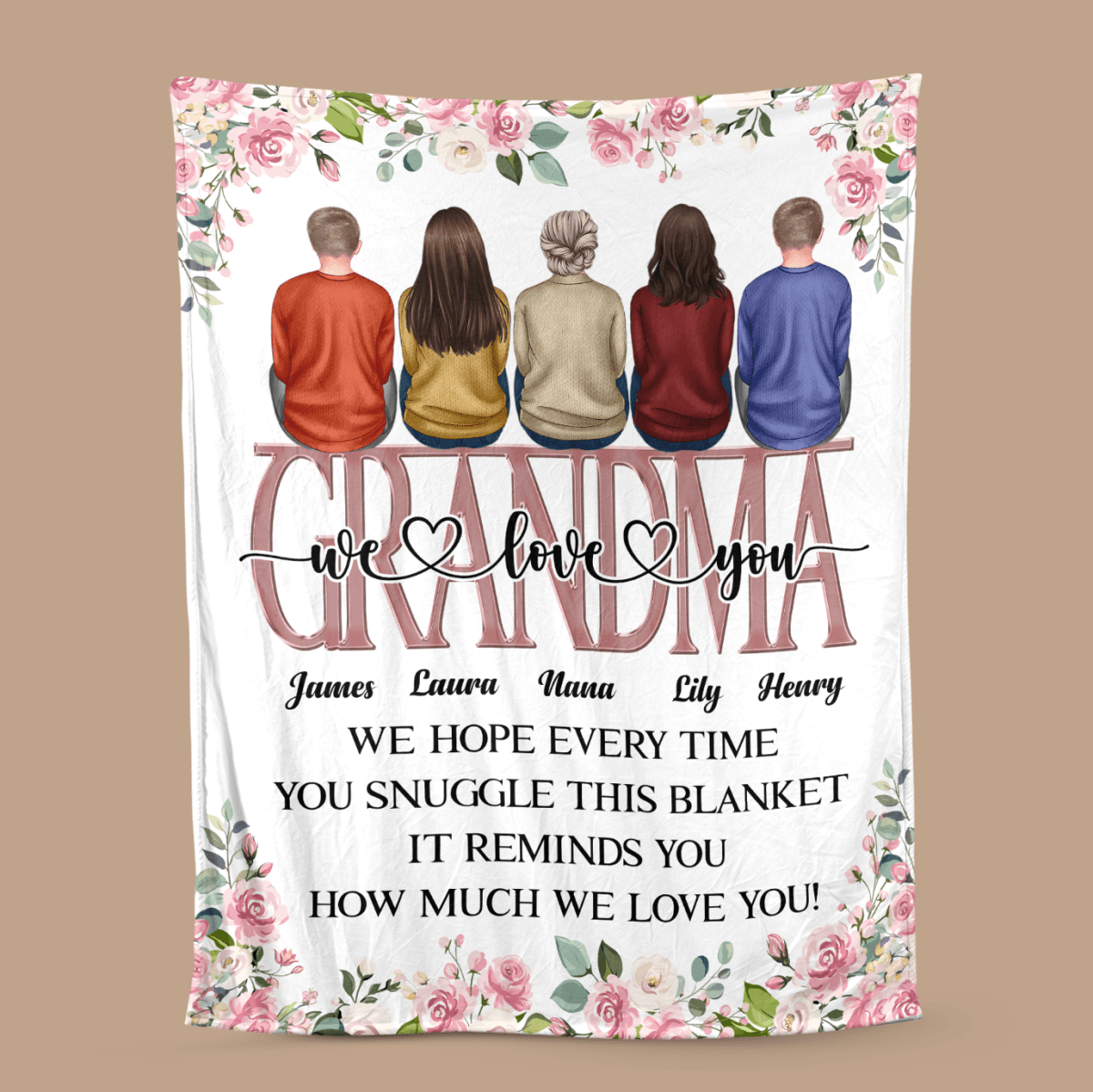 Personalized Grandma Blanket - Grandma We Love You - Best Gift For Grandma