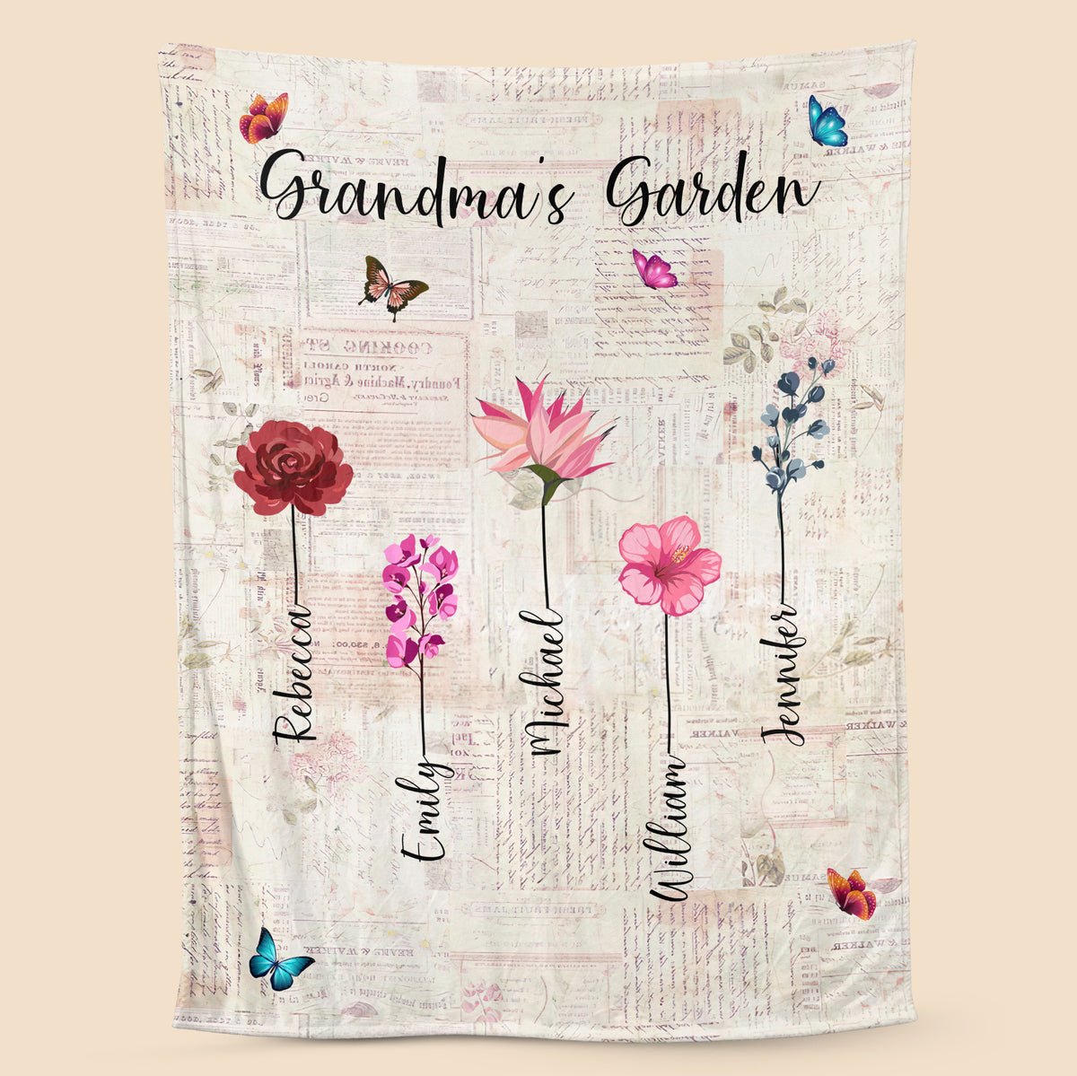 Flower Mama/Grandma's Garden - Personalized Blanket - Best Gift For Mother, Grandma - Giftago