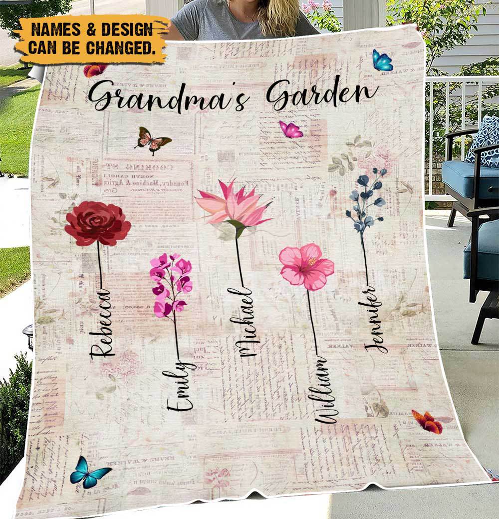 Flower Mama/Grandma's Garden - Personalized Blanket - Best Gift For Mother, Grandma - Giftago