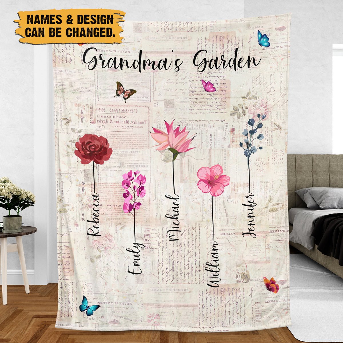 Flower Mama/Grandma's Garden - Personalized Blanket - Best Gift For Mother, Grandma - Giftago