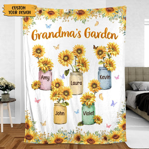 Grandma's Garden Sunflower - Personalized Blanket - Best Gift For Grandma - Giftago
