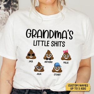 Grandma's Little Sh*ts Emoji - Personalized T-Shirt/ Hoodie - Best Gift For Mother, Grandma - Giftago