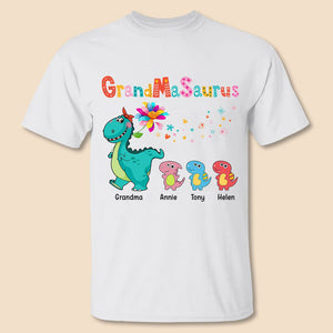 Grandmasaurus Colorful Flower - Personalized T-Shirt/ Hoodie - Best Gift For Mother, Grandma - Giftago
