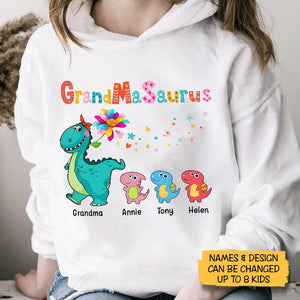 Grandmasaurus Colorful Flower - Personalized T-Shirt/ Hoodie - Best Gift For Mother, Grandma - Giftago