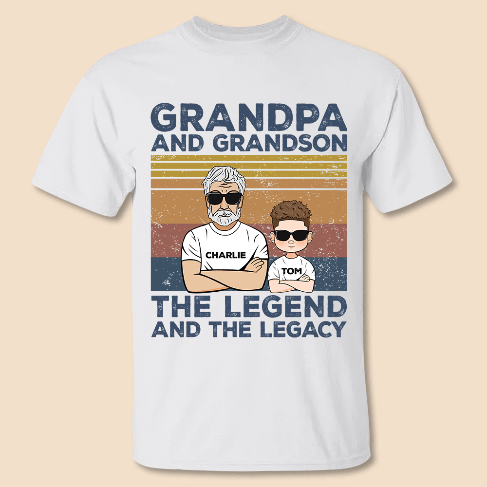 Grandpa And Grandson/Granddaughter The Legend And The Legacy - Personalized T-Shirt/ Hoodie - Best Gift For Father, Grandpa - Giftago