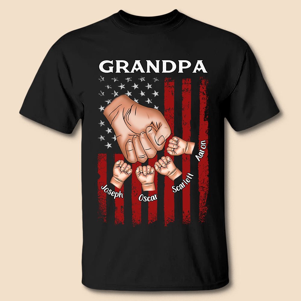 Grandpa And Kids Hand Bump - Personalized T-Shirt/ Hoodie - Best Gift For Father, Grandpa - Giftago