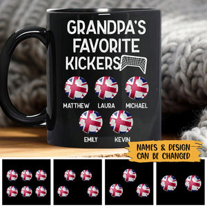 Grandpa Favorite Kickers  - Personalized Black Mug - Best Gift For Father - Giftago