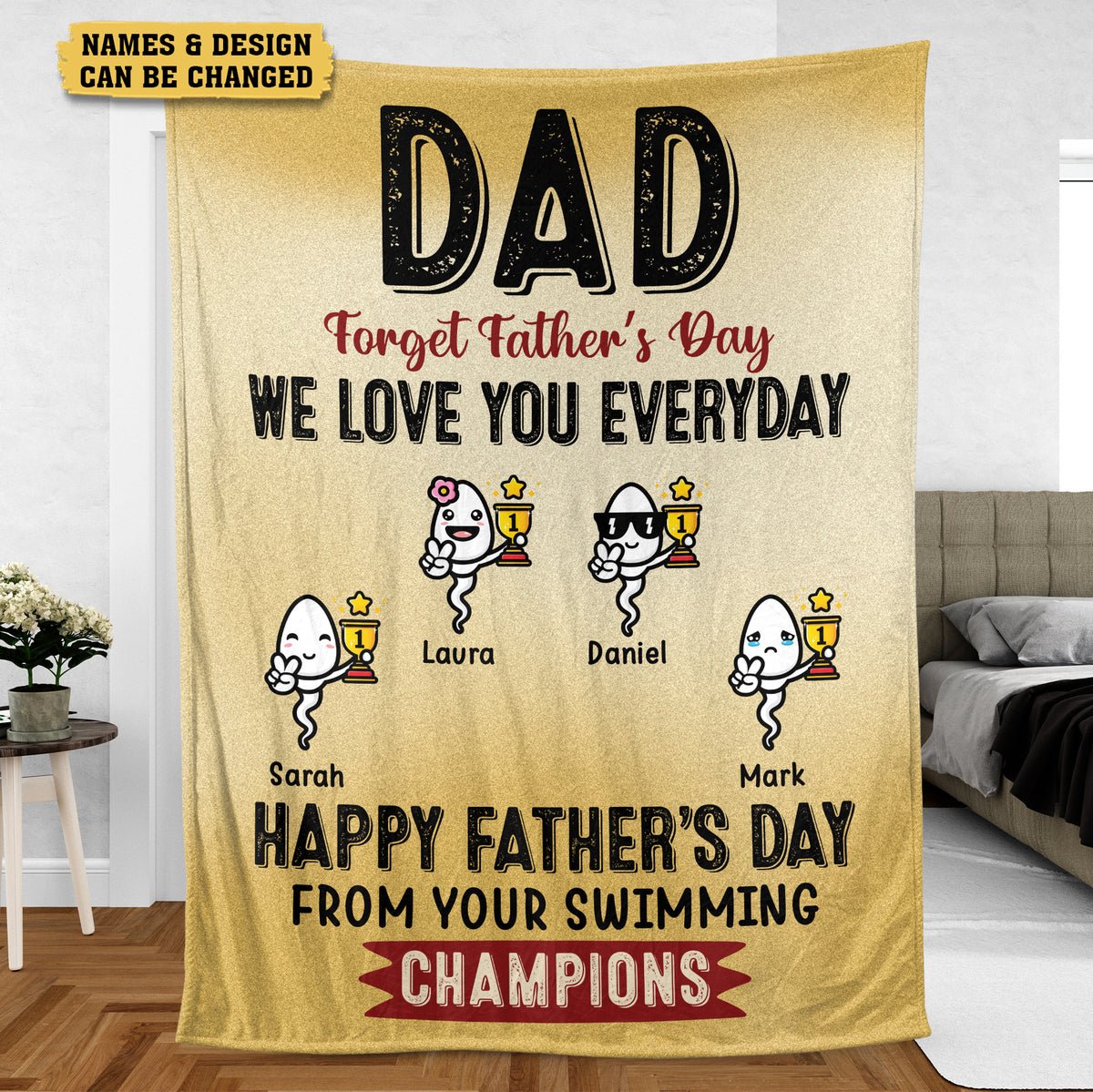 Happy Father's Day From Your Swimming Champions - Personalized Blanket - Best Gift For Father - Giftago