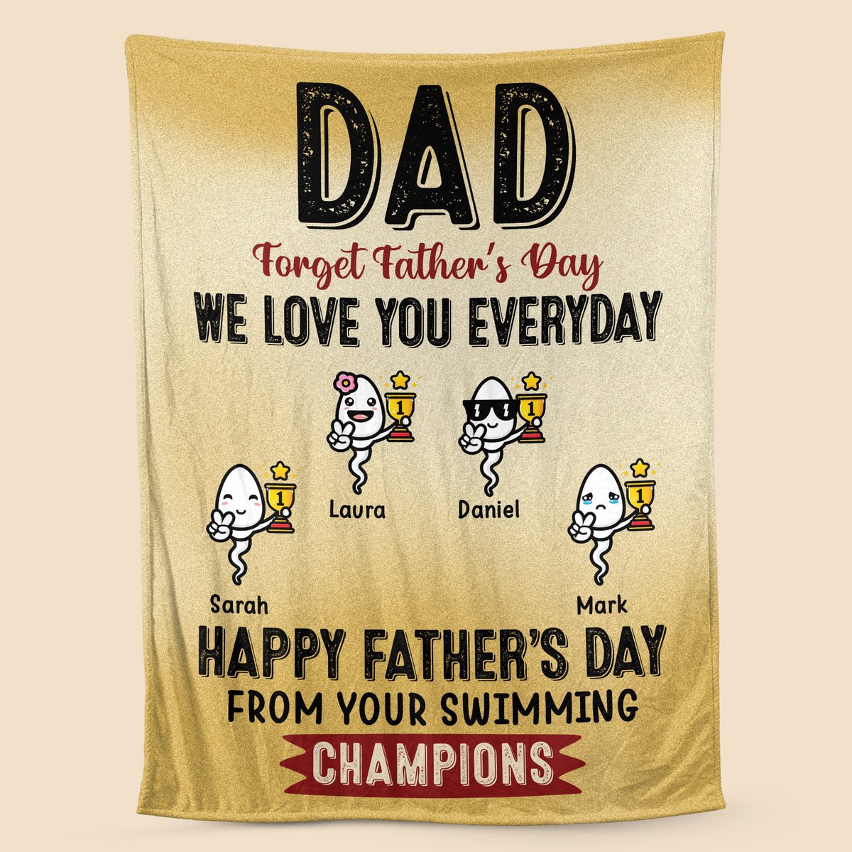 Happy Father's Day From Your Swimming Champions - Personalized Blanket - Best Gift For Father - Giftago