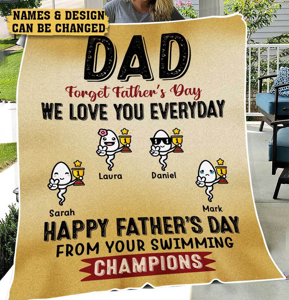 Happy Father's Day From Your Swimming Champions - Personalized Blanket - Best Gift For Father - Giftago