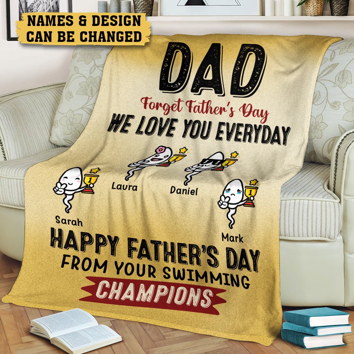 Happy Father's Day From Your Swimming Champions - Personalized Blanket - Best Gift For Father - Giftago