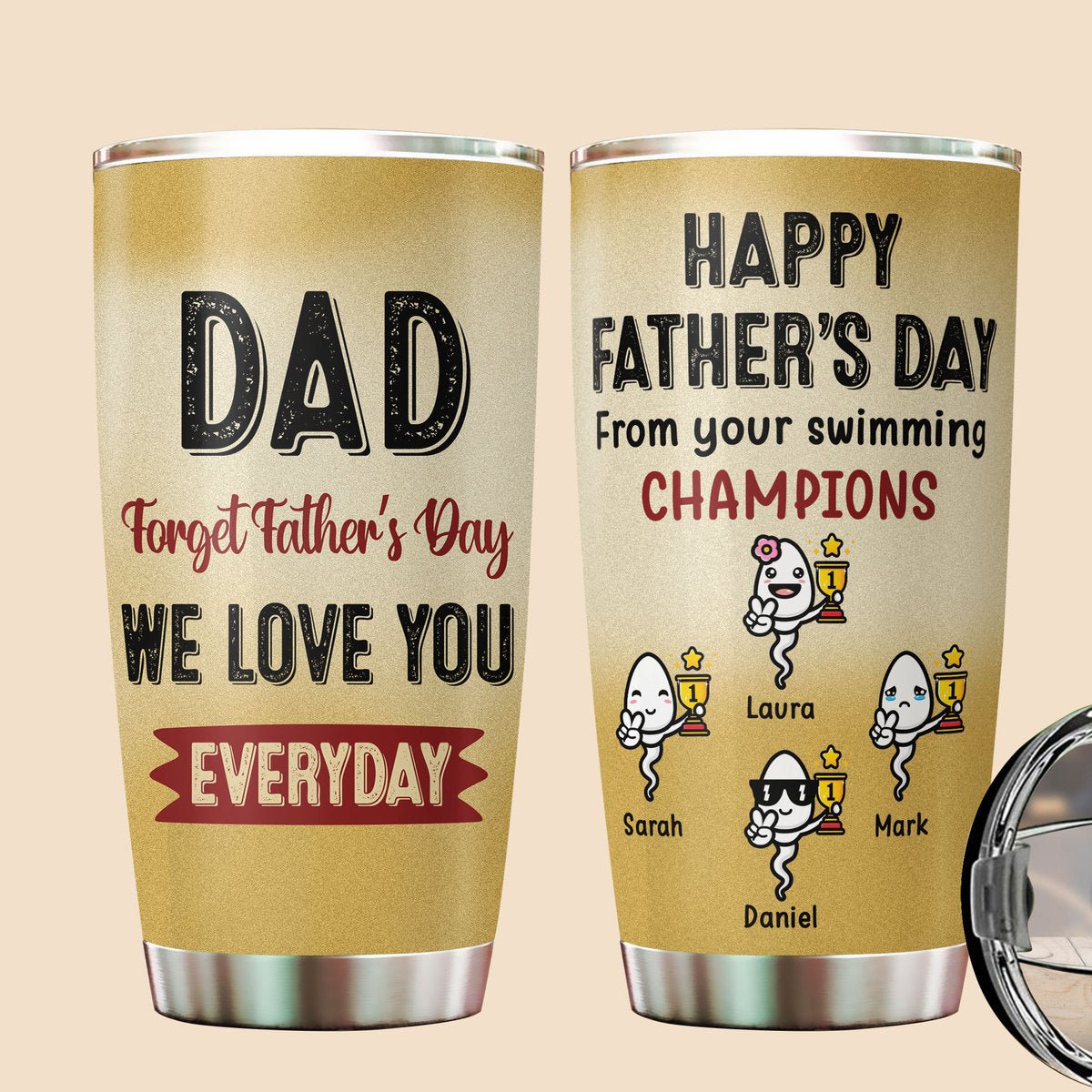 Happy Father's Day From Your Swimming Champions - Personalized Tumbler - Best Gift For Father - Giftago