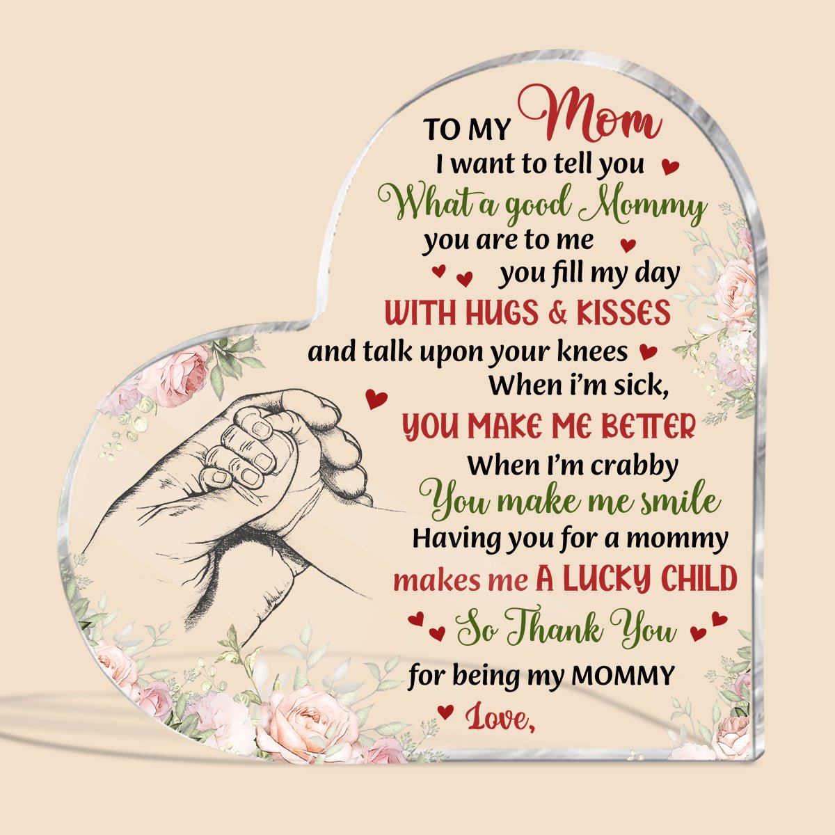 Happy Mother's Day - Heart Acrylic Plaque - Best Gift For Mother - Giftago