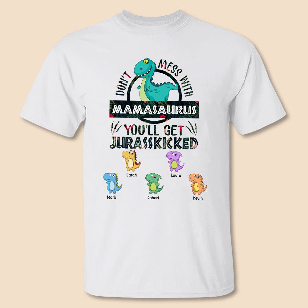 Hawaii Mamasaurus & Cute Dinosaurs - Personalized T-Shirt/ Hoodie Front - Best Gift For Mom - Giftago
