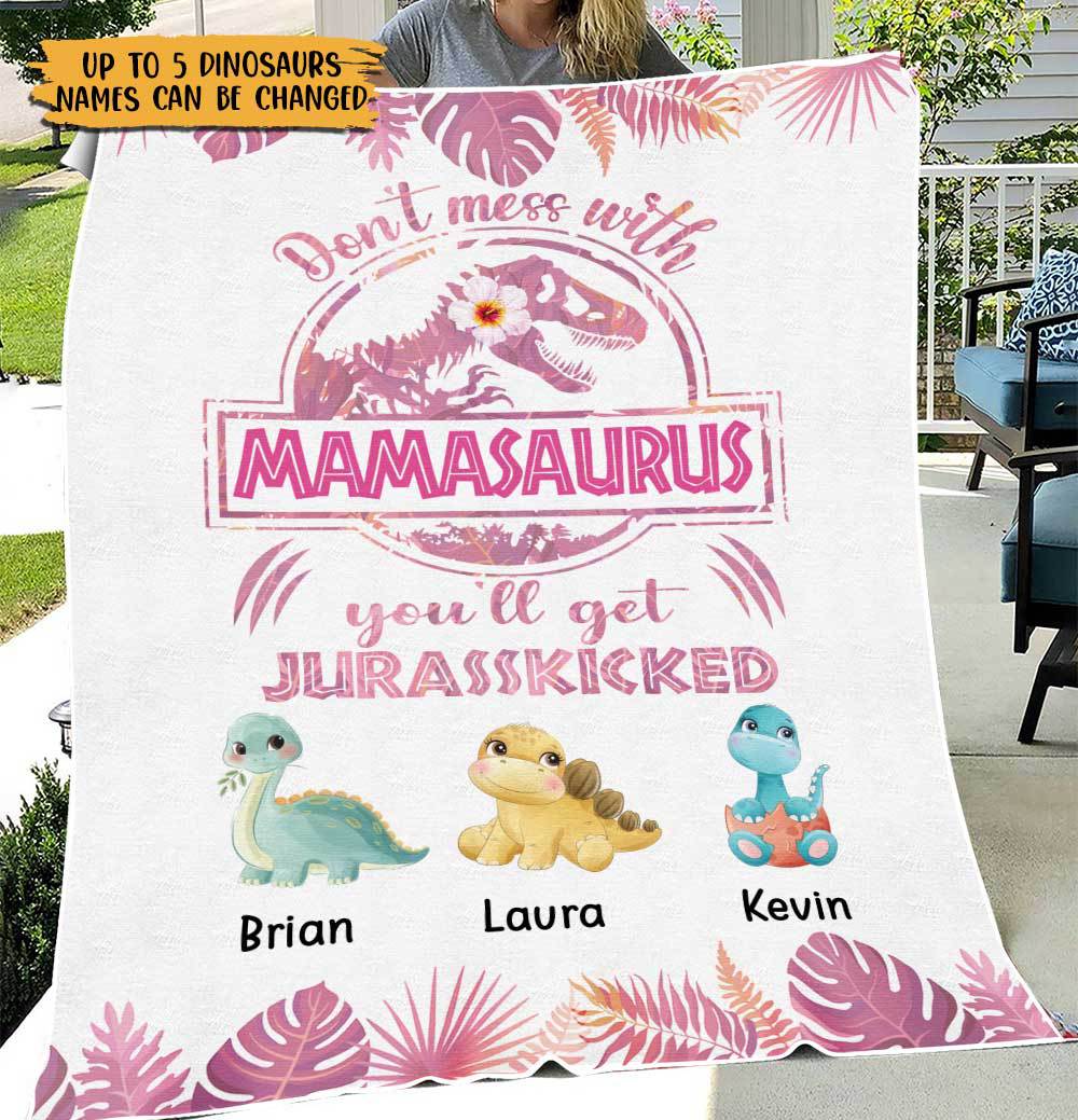 Hawaii Mamasaurus - Personalized Blanket - Best Gift For Mother - Giftago