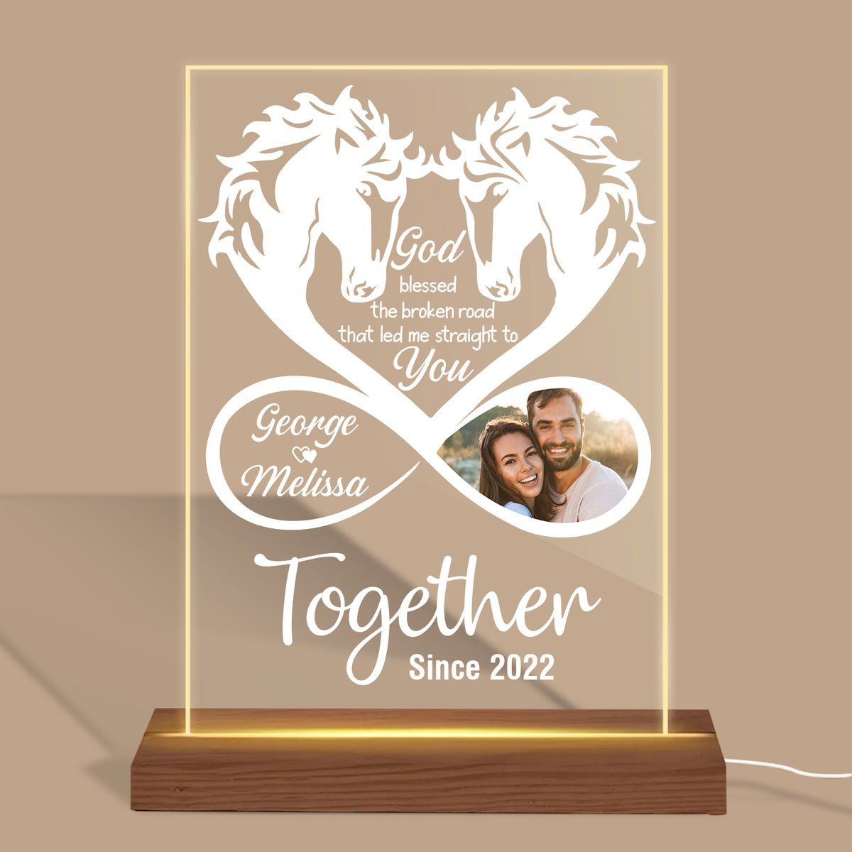 Horse Couple - Personalized Acrylic LED Lamp - Best Gift For Couple - Giftago