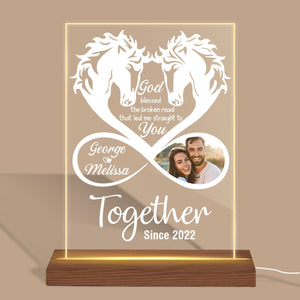 Horse Couple - Personalized Acrylic LED Lamp - Best Gift For Couple - Giftago