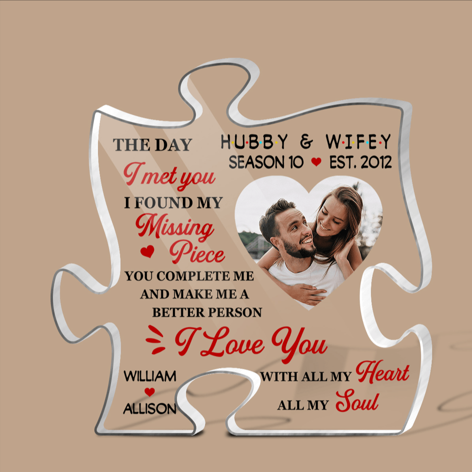 Hubby & Wifey - You Are The Missing Piece Couple - Personalized Puzzle Plaque - Best Gift for Valentine's Day - Giftago