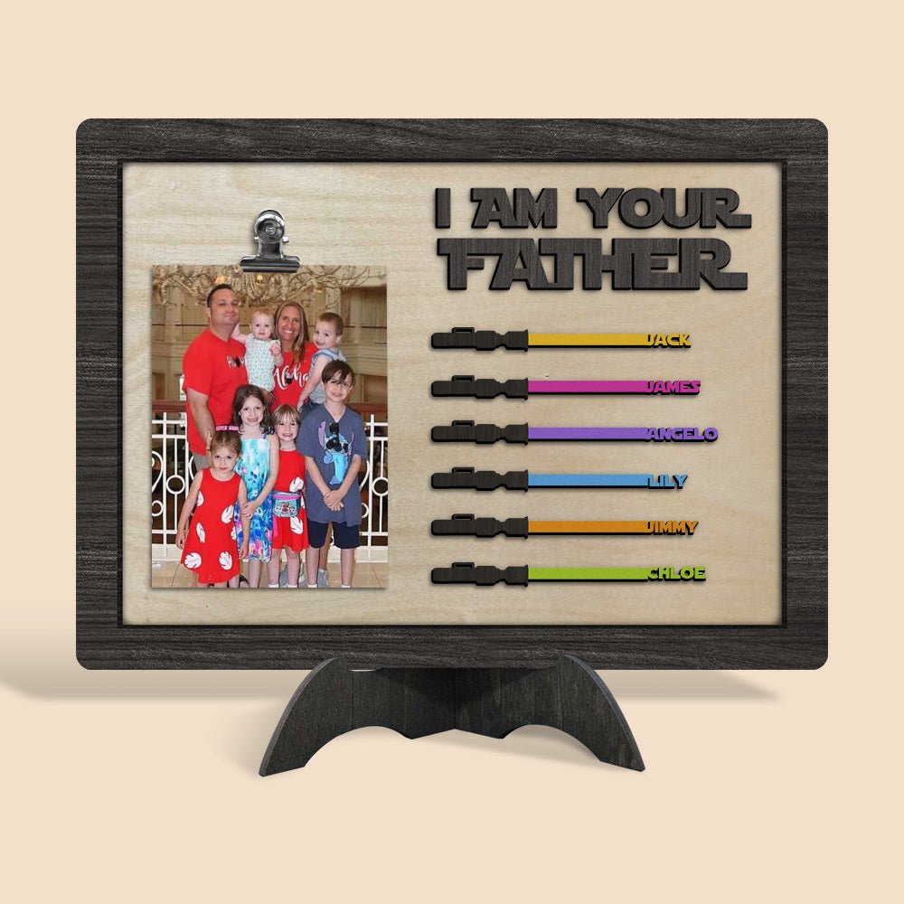 I Am Their Father - Personalized Wooden Sign With Photo Clip - Best Gift For Dad - Giftago