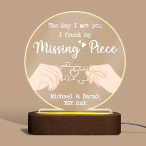 I Found My Missing Piece - Personalized Round Acrylic LED Lamp - Best Gift For Couple - Giftago