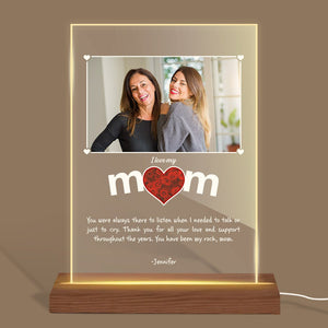 I Love You Mom Roses Photo - Personalized Acrylic LED Lamp - Best Gift For Mother - Giftago