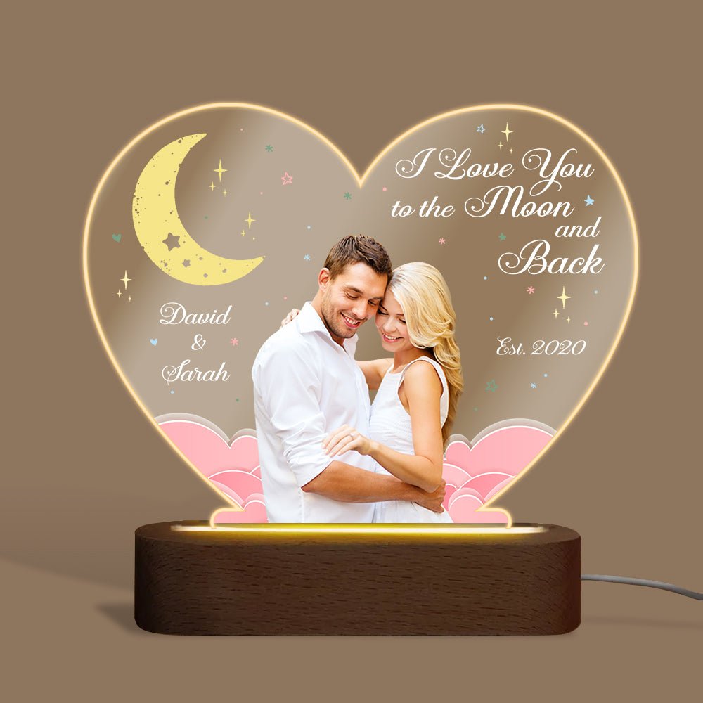 Personalized Couple Lamp - I Love You To The Moon and Back Lamp
