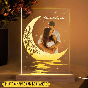 I Love You To The Moon And Back Photo Couple - Personalized Acrylic LED Lamp - Best Gift For Valentine Day - Giftago