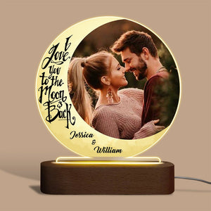 I Love You To The Moon Full Moon - Personalized Round Acrylic LED Lamp - Giftago