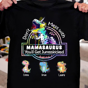 Personalized T-Shirt/ Hoodie - Don't Mess With Mamasaurus/Grandmasaurus Colorful Pattern