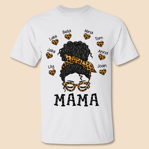 Leopard Messy Bun Mom Life Personalized - Personalized T-Shirt/Hoodie - Best Gift For Mother - Giftago
