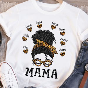Leopard Messy Bun Mom Life Personalized - Personalized T-Shirt/Hoodie - Best Gift For Mother - Giftago