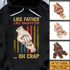 Personalized Dad T-Shirt/Hoodie - Like Father Like Children Hand Bumps (Black Version)