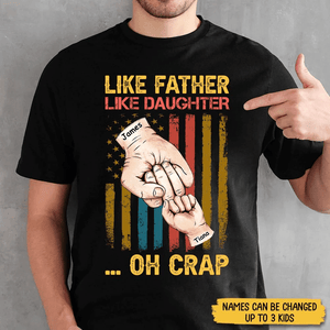 Personalized Dad T-Shirt/Hoodie - Like Father Like Children Hand Bumps (Black Version)