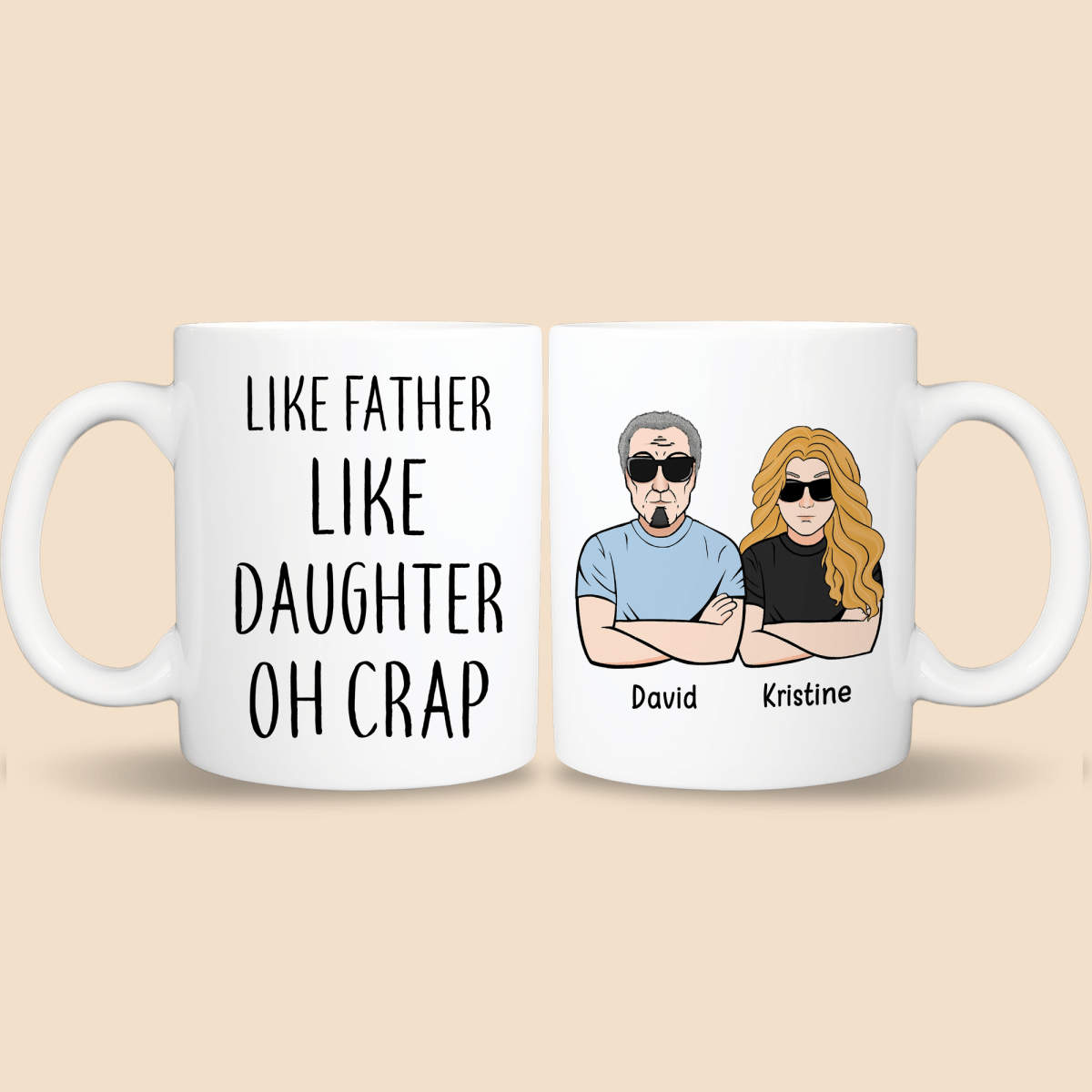 Like Father Like Daughter/Son Oh Crap - Personalized White Mug - Best Gift For Father - Giftago